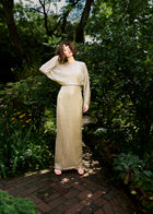 DOME SEQUIN DOLMAN SLEEVE BLOUSON GOWN SANDSTONE