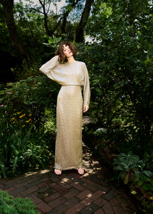 DOME SEQUIN DOLMAN SLEEVE BLOUSON GOWN SANDSTONE