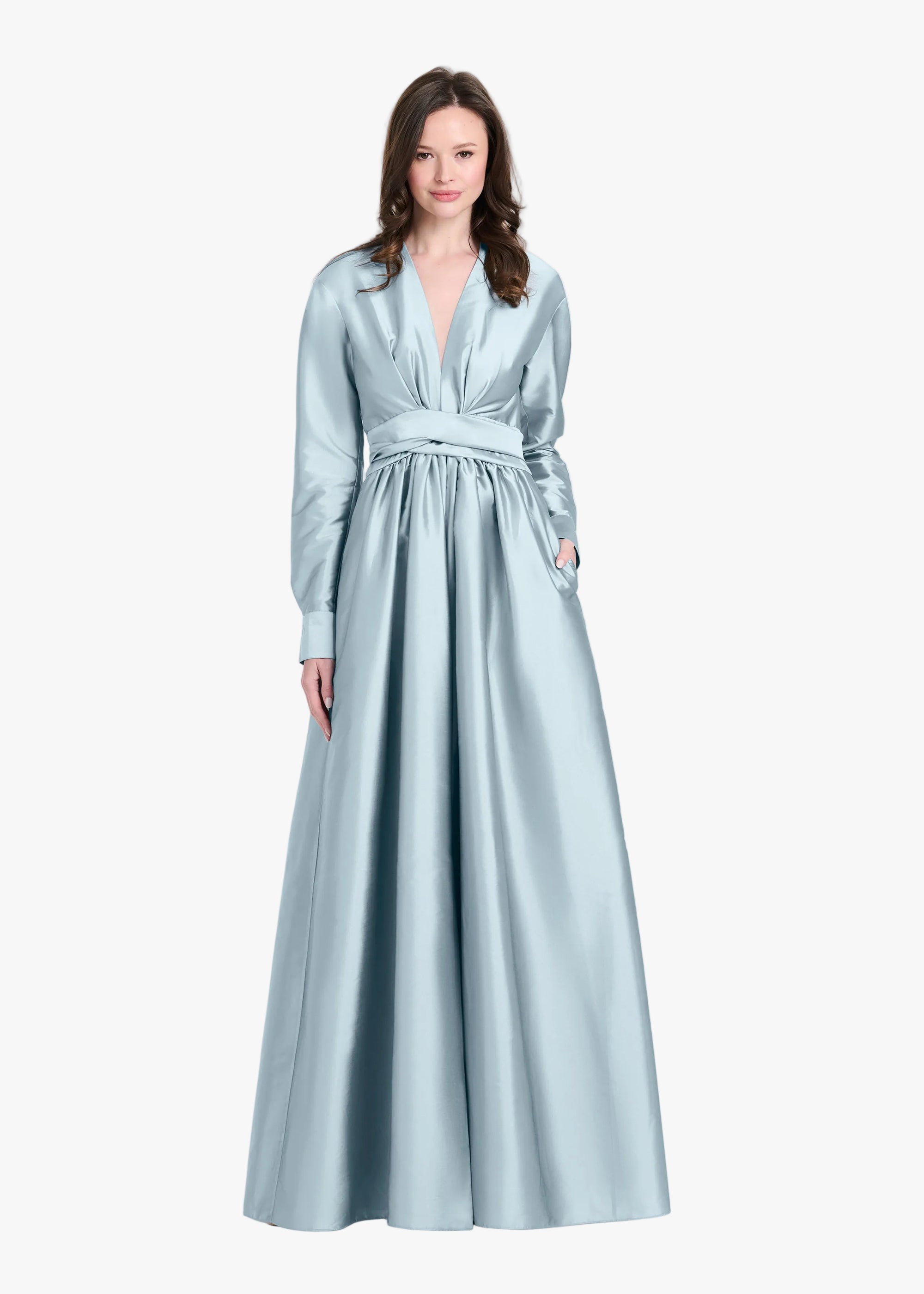 TAFFETA WRAP GOWN LIGHT BLUE