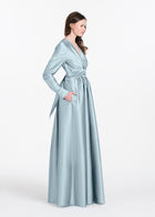 TAFFETA WRAP GOWN LIGHT BLUE