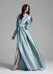 TAFFETA WRAP GOWN LIGHT BLUE