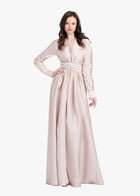 TAFFETA WRAP GOWN OYSTER