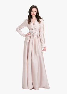 TAFFETA WRAP GOWN OYSTER