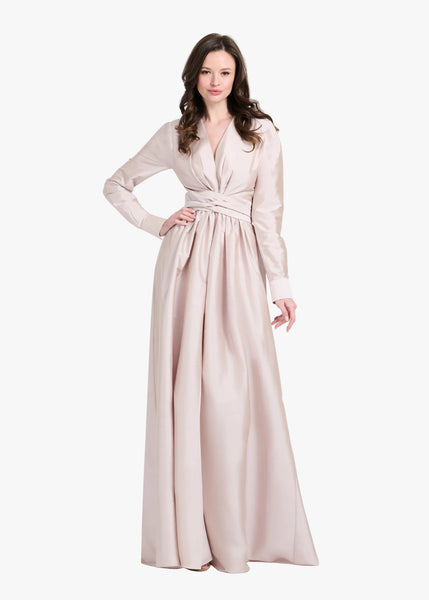 Taffeta Wrap Gown Oyster - 10 / Oyster Taffeta Wrap Gown Oyster - 10 / Oyster