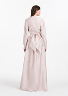 TAFFETA WRAP GOWN OYSTER