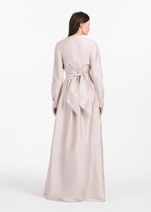 TAFFETA WRAP GOWN OYSTER