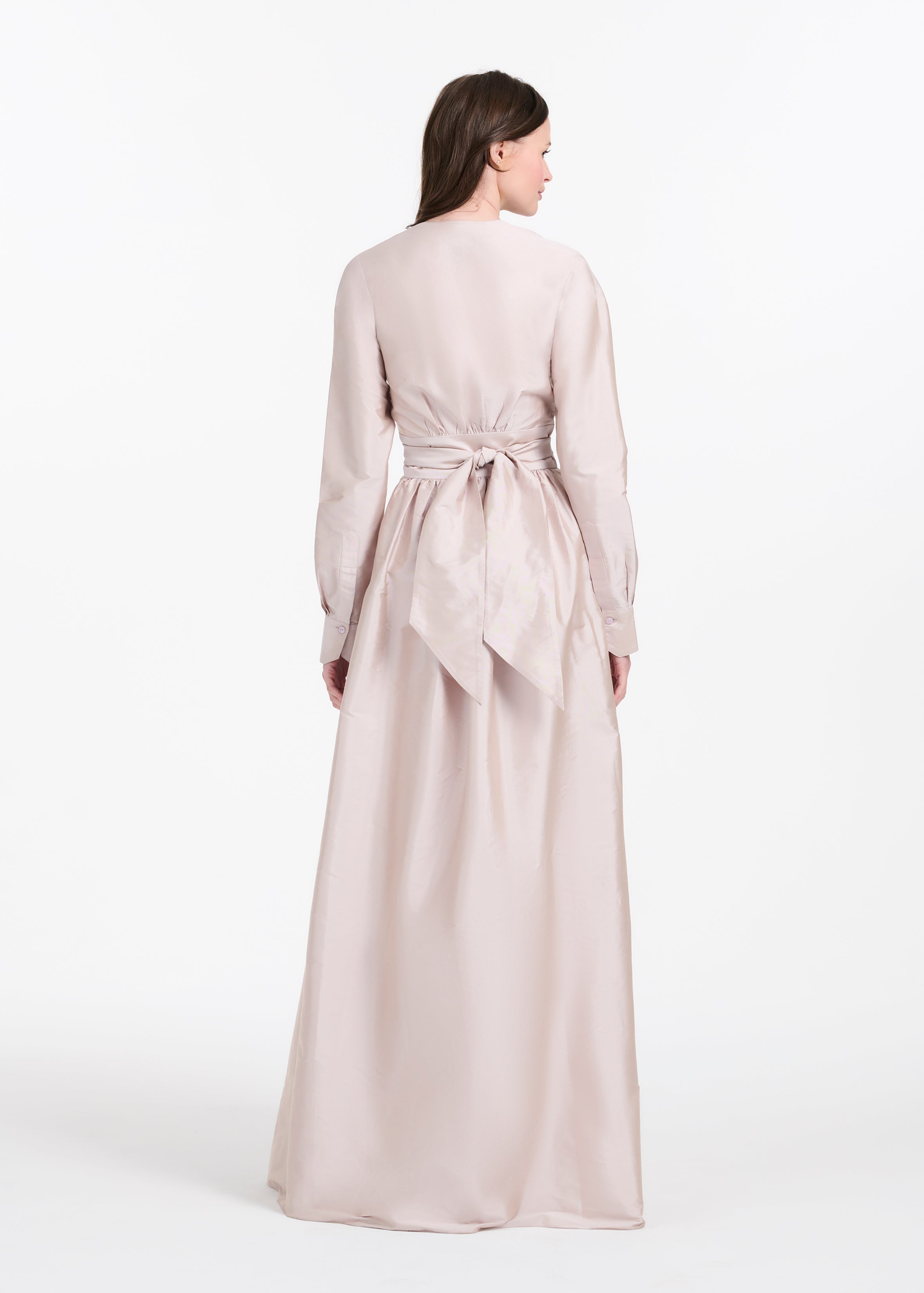 TAFFETA WRAP GOWN OYSTER