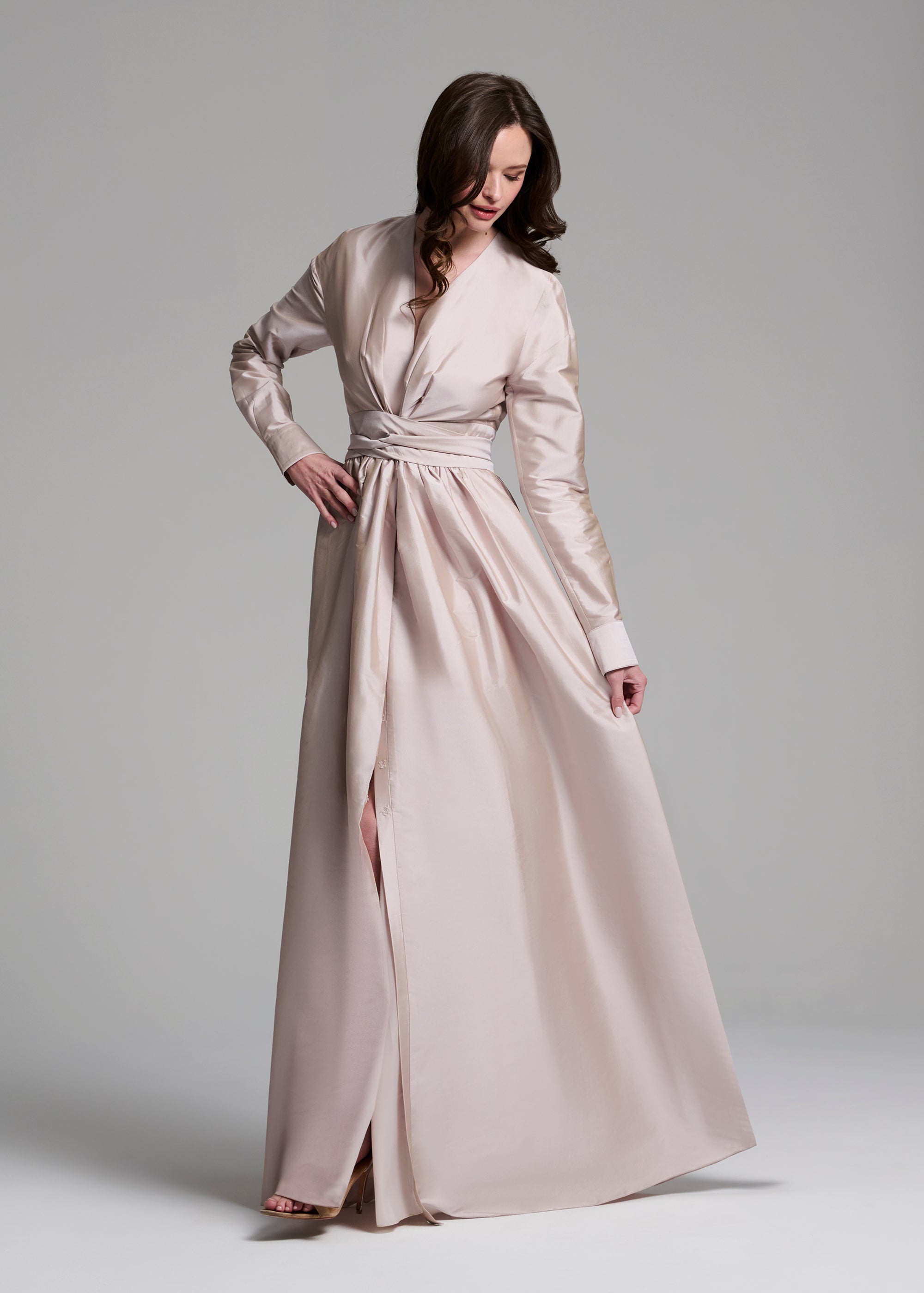satin taffeta dress Whistles Taffeta Silk Blend Maxi Dress Green Size 16