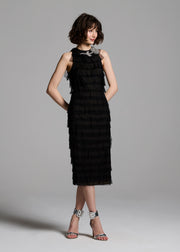 SPANISH LUXE TULLE LAYERED DRESS WITH CRYSTAL FLOWER