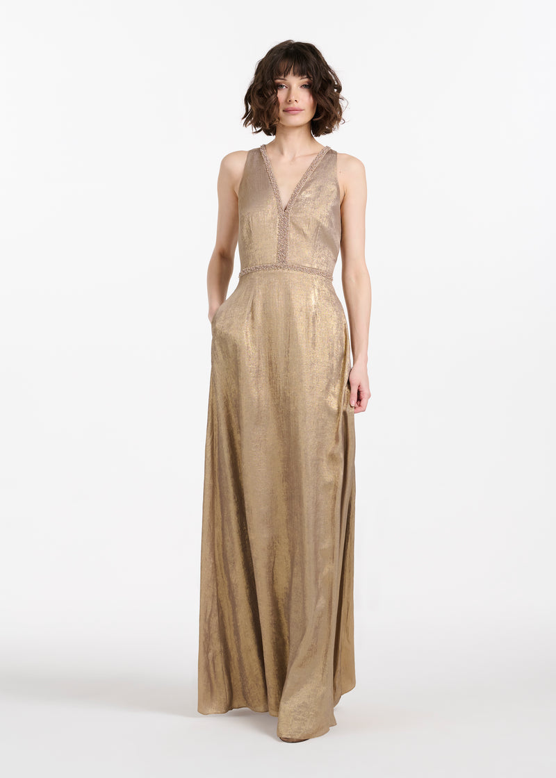 Gold Lamè Halter Gown