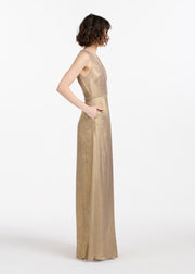 Gold Lamè Halter Gown