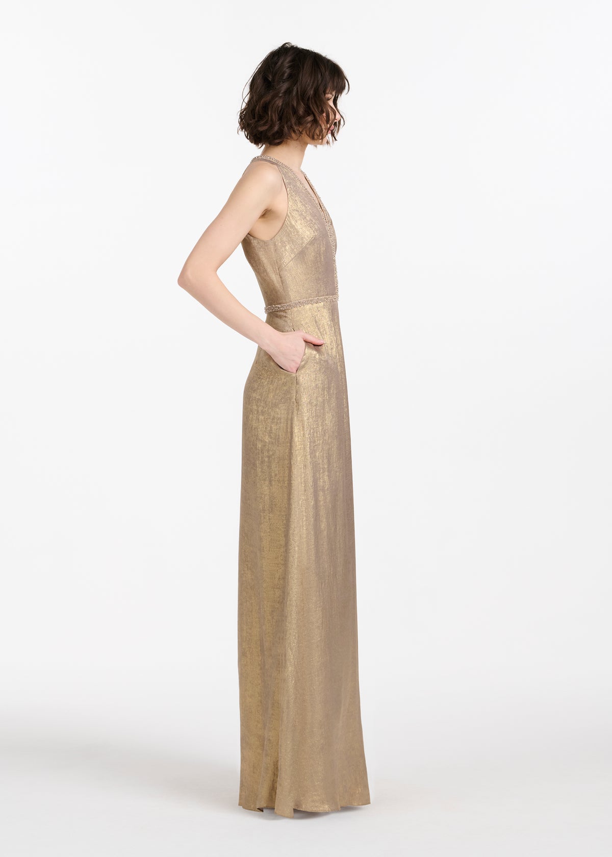Gold Lamè Halter Gown