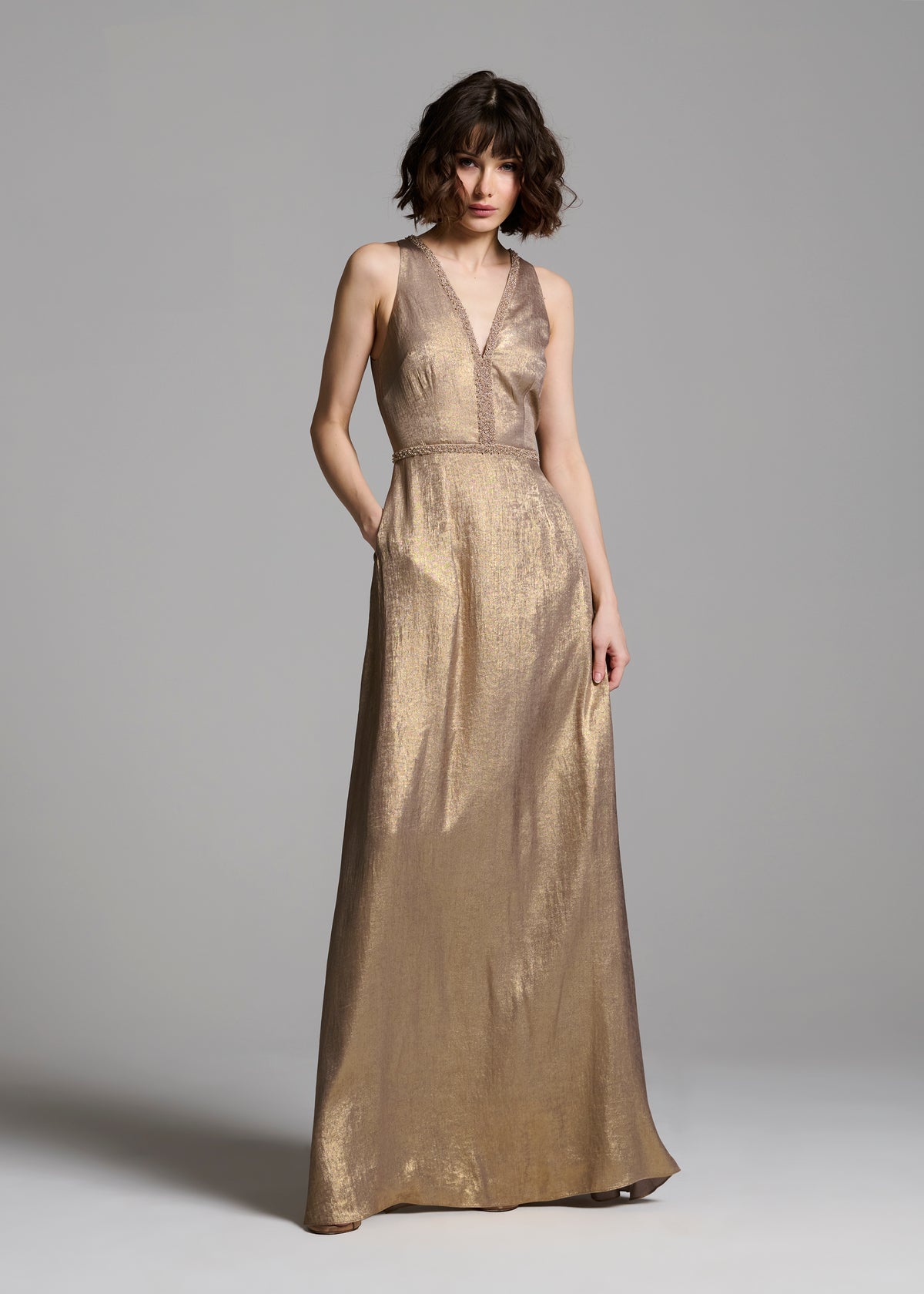 Gold Lamè Halter Gown