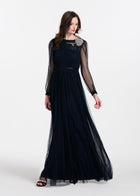 Spanish Luxe Tulle Gown With Crystal Flower