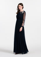 SPANISH LUXE TULLE GOWN WITH CRYSTAL FLOWER