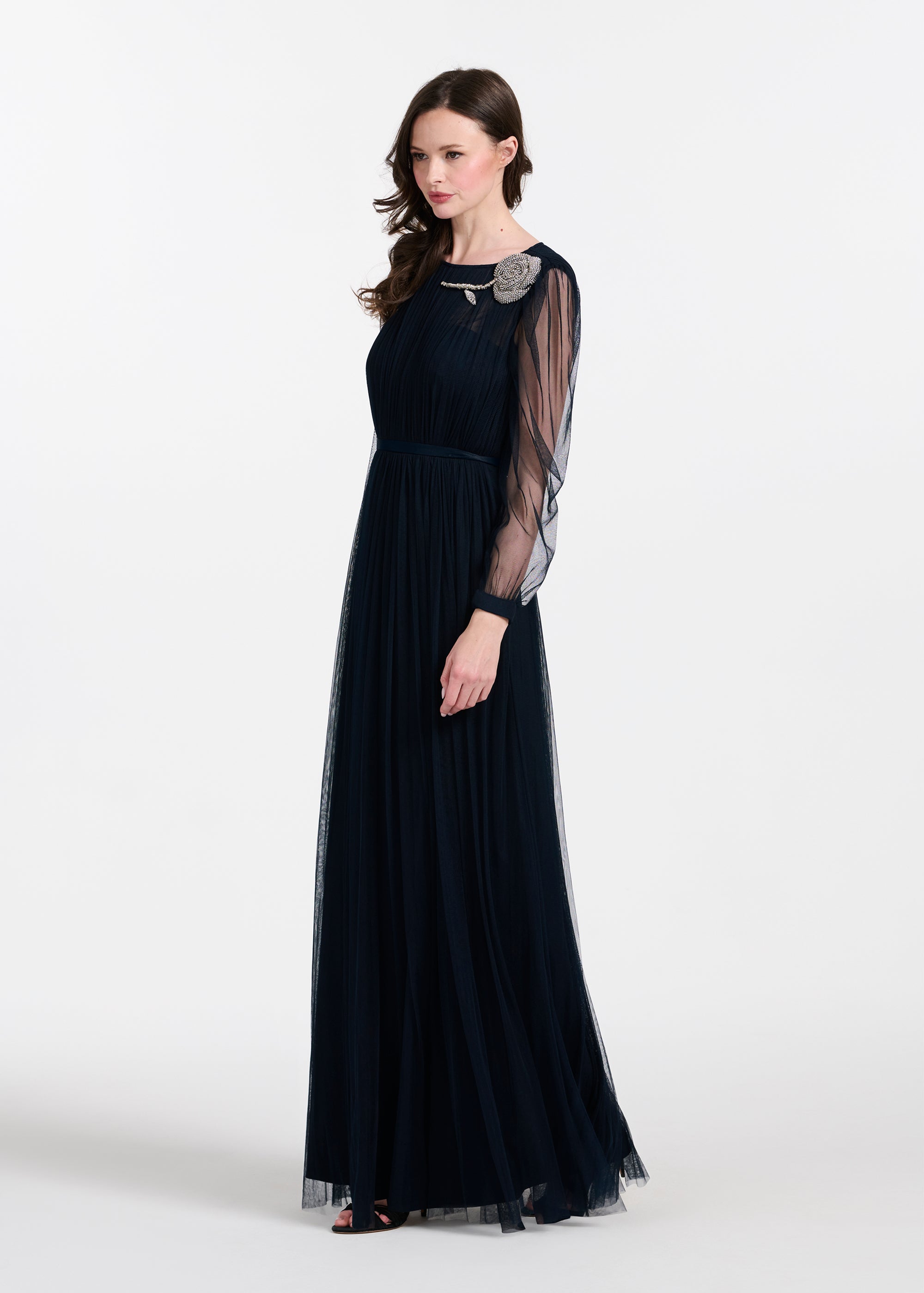 SPANISH LUXE TULLE GOWN WITH CRYSTAL FLOWER