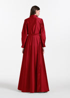 TAFFETA ALINE GOWN WITH CRYSTAL BUTTONS SILVER