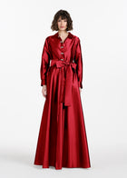 TAFFETA ALINE GOWN WITH CRYSTAL BUTTONS SILVER