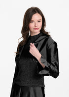 TAFFETA RUFFLE BOLERO BLACK