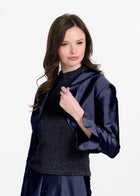 TAFFETA RUFFLE BOLERO NAVY