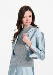 TAFFETA RUFFLE BOLERO BLACK