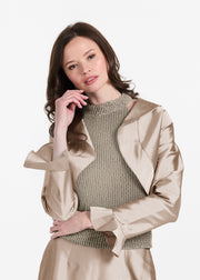 TAFFETA RUFFLE BOLERO SUNTAN