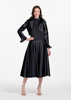 TAFFETA RUFFLE BOLERO NAVY