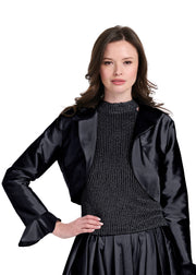 TAFFETA RUFFLE BOLERO BLACK