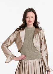 TAFFETA RUFFLE BOLERO SUNTAN