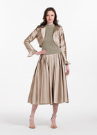 TAFFETA RUFFLE BOLERO SUNTAN