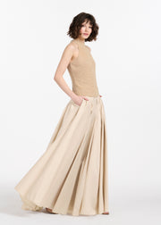 CHAMPAGNE PEARL ENCRUSTED SLEEVELESS MOCK NECK