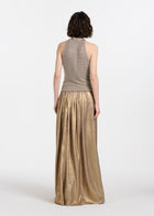 SILVER PEARLS ENCRUSTED SLEEVELESS MOCK NECK