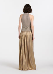 SILVER PEARLS ENCRUSTED SLEEVELESS MOCK NECK