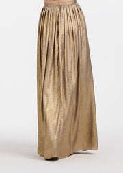 Lamé Chiffon Pleated Ballgown Skirt - Gold