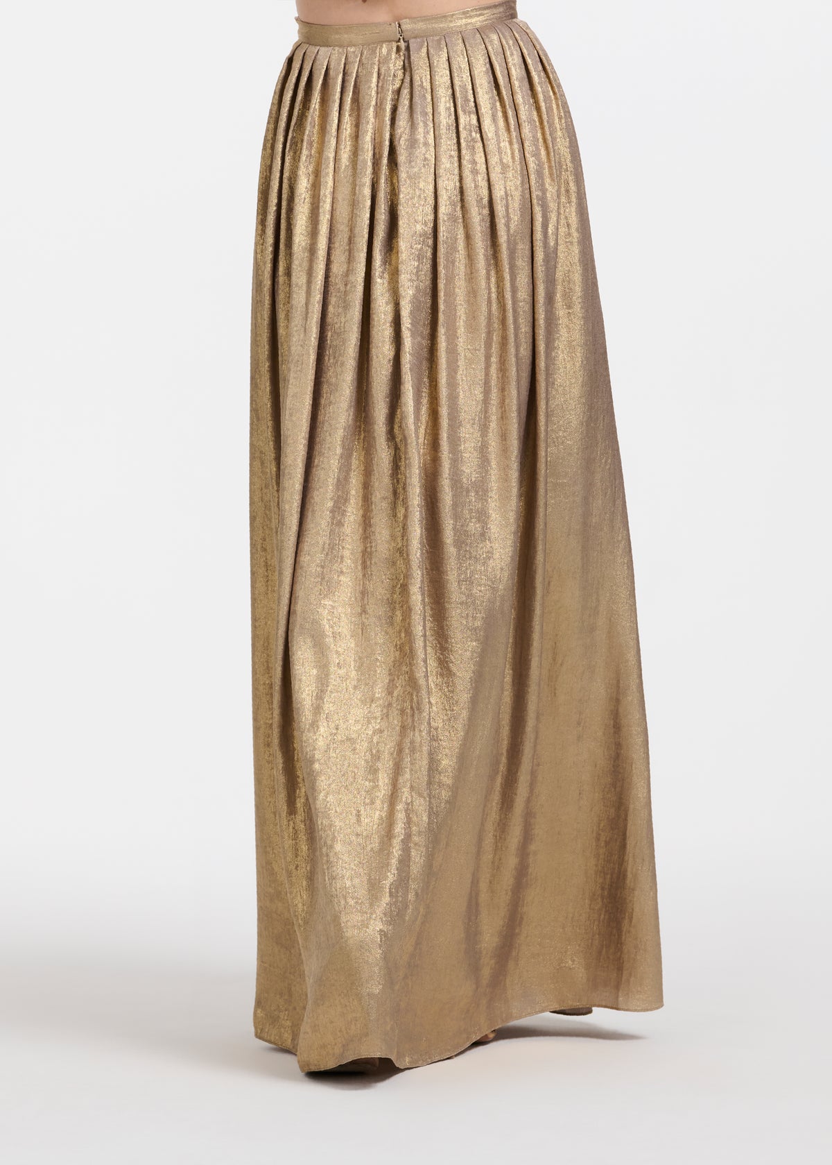 Lamé Chiffon Pleated Ballgown Skirt - Gold