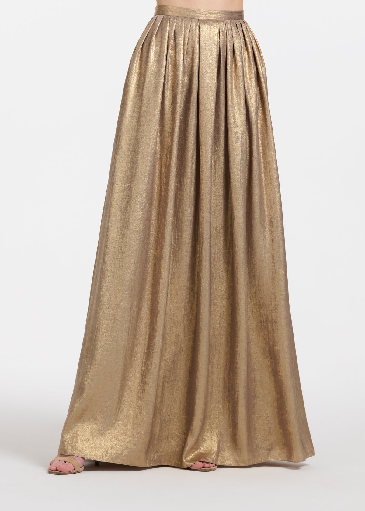 Lamé Chiffon Pleated Ballgown Skirt - Gold