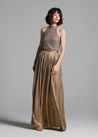 SILVER PEARLS ENCRUSTED SLEEVELESS MOCK NECK