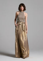 SILVER PEARLS ENCRUSTED SLEEVELESS MOCK NECK