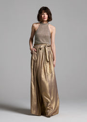 SILVER PEARLS ENCRUSTED SLEEVELESS MOCK NECK