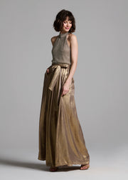 SILVER PEARLS ENCRUSTED SLEEVELESS MOCK NECK