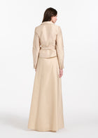 TAFFETA BLOUSE WITH CRYSTAL BOW BUTTONS AND SASH CHAMPAGNE