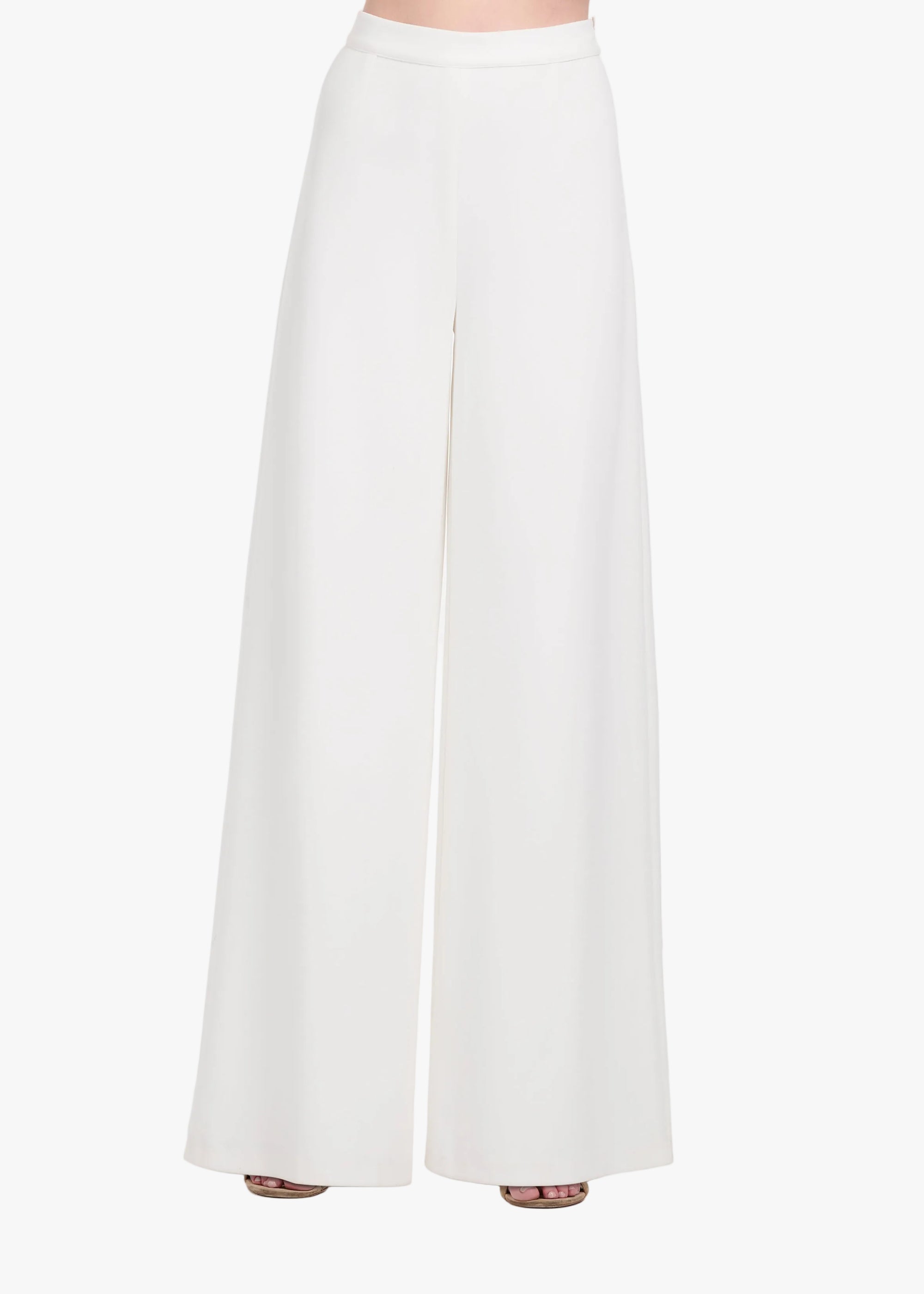 STRETCH CREPE WIDE LEG PANT IVORY