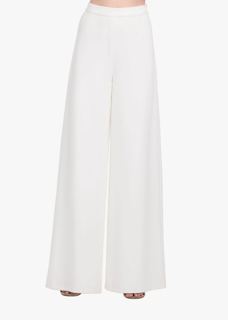 STRETCH CREPE WIDE LEG PANT IVORY