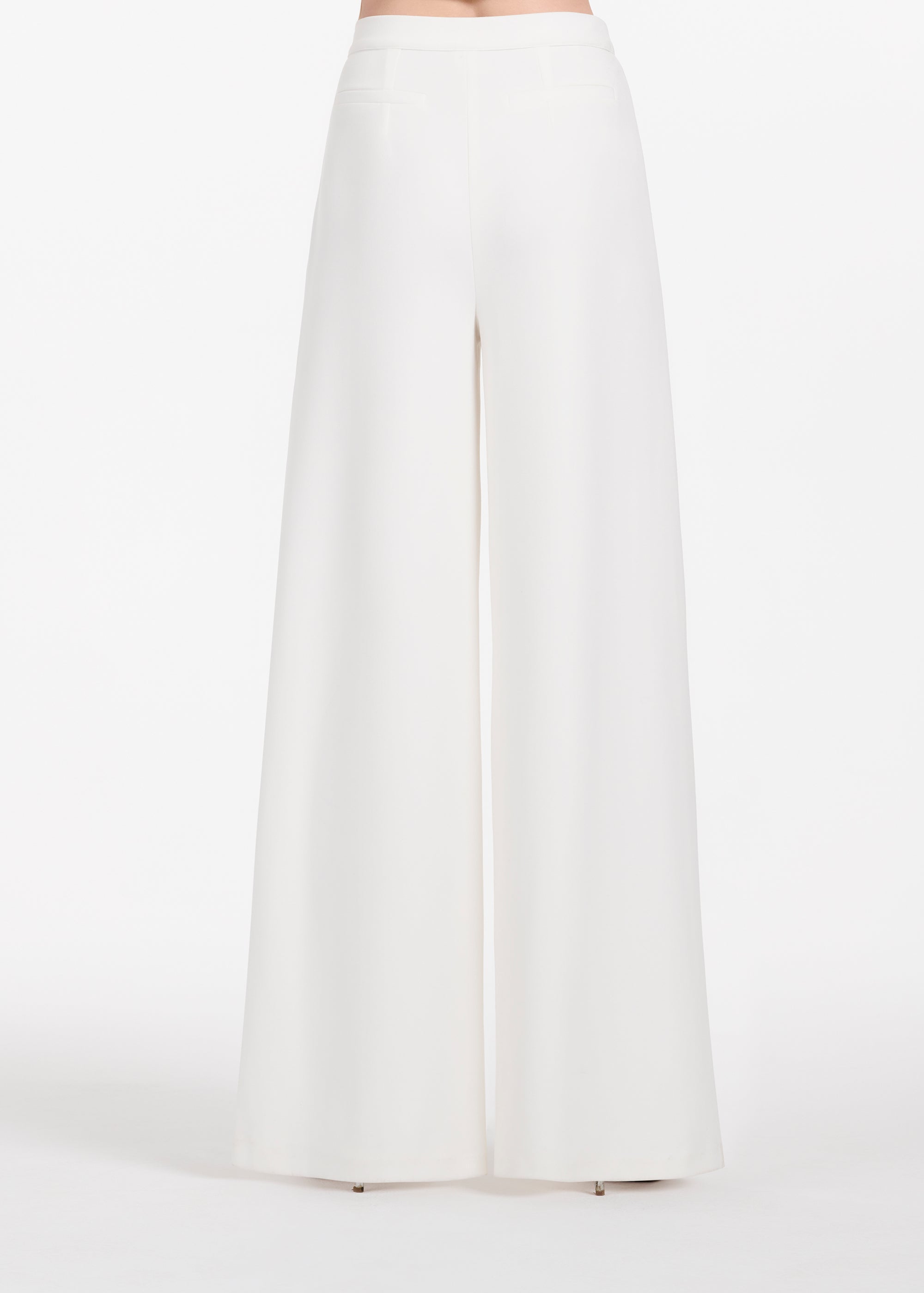 STRETCH CREPE WIDE LEG PANT IVORY