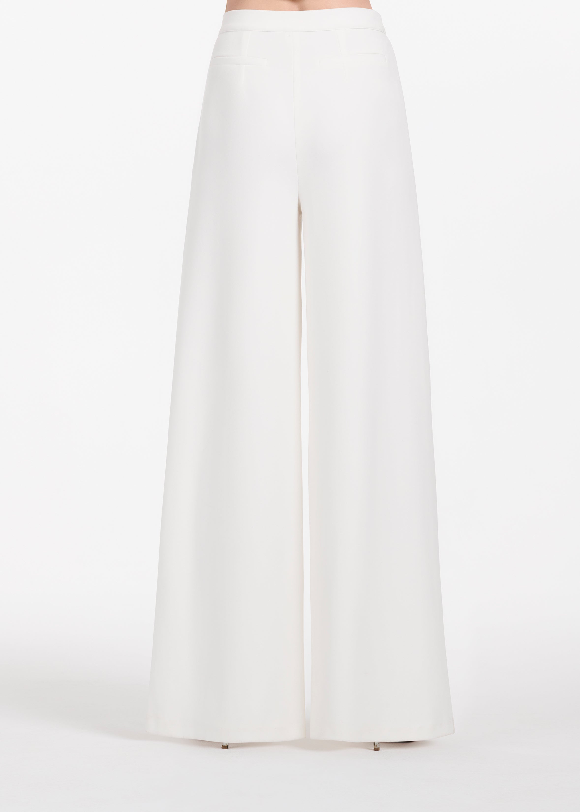 STRETCH CREPE WIDE LEG PANT IVORY