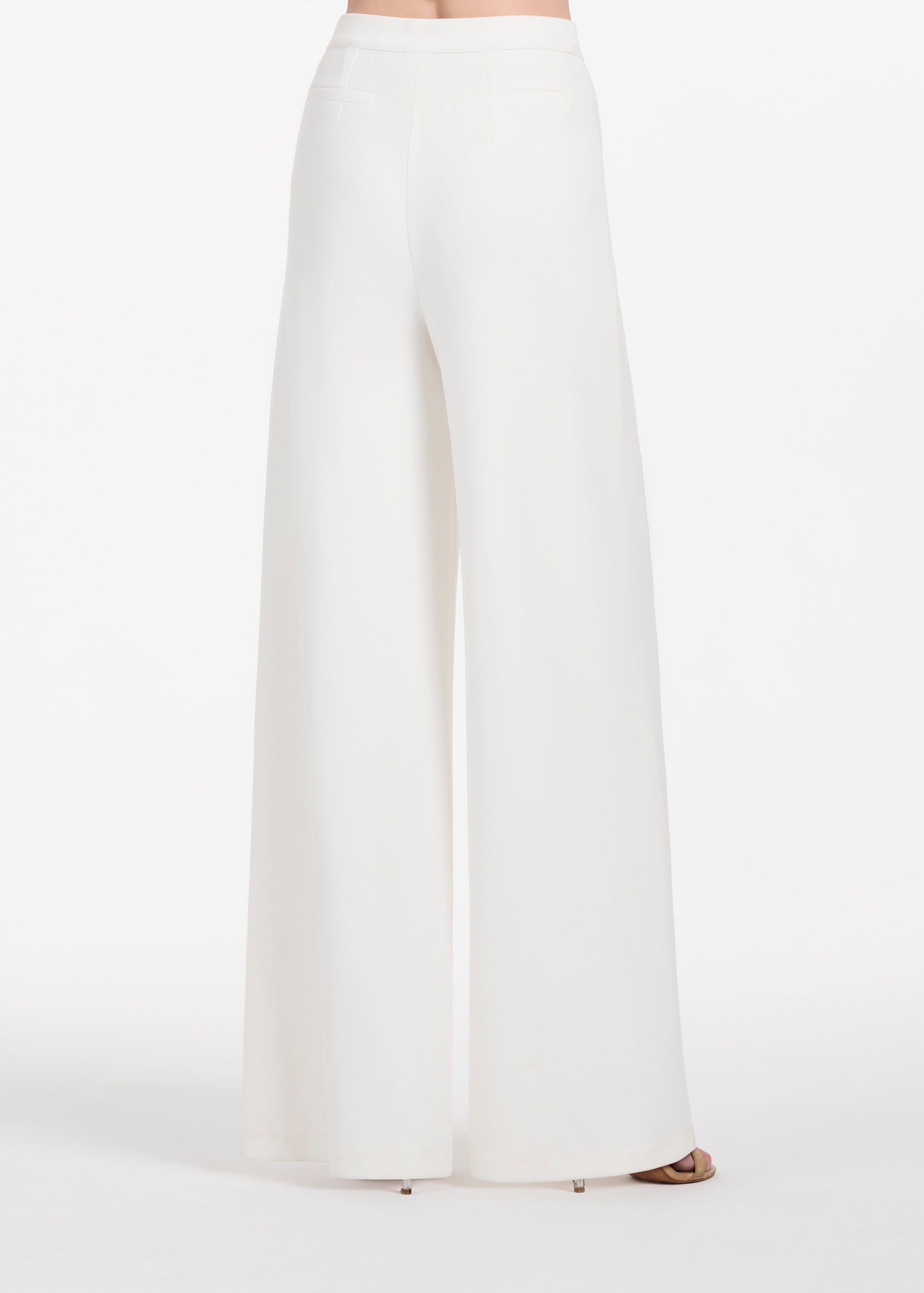 STRETCH CREPE WIDE LEG PANT IVORY