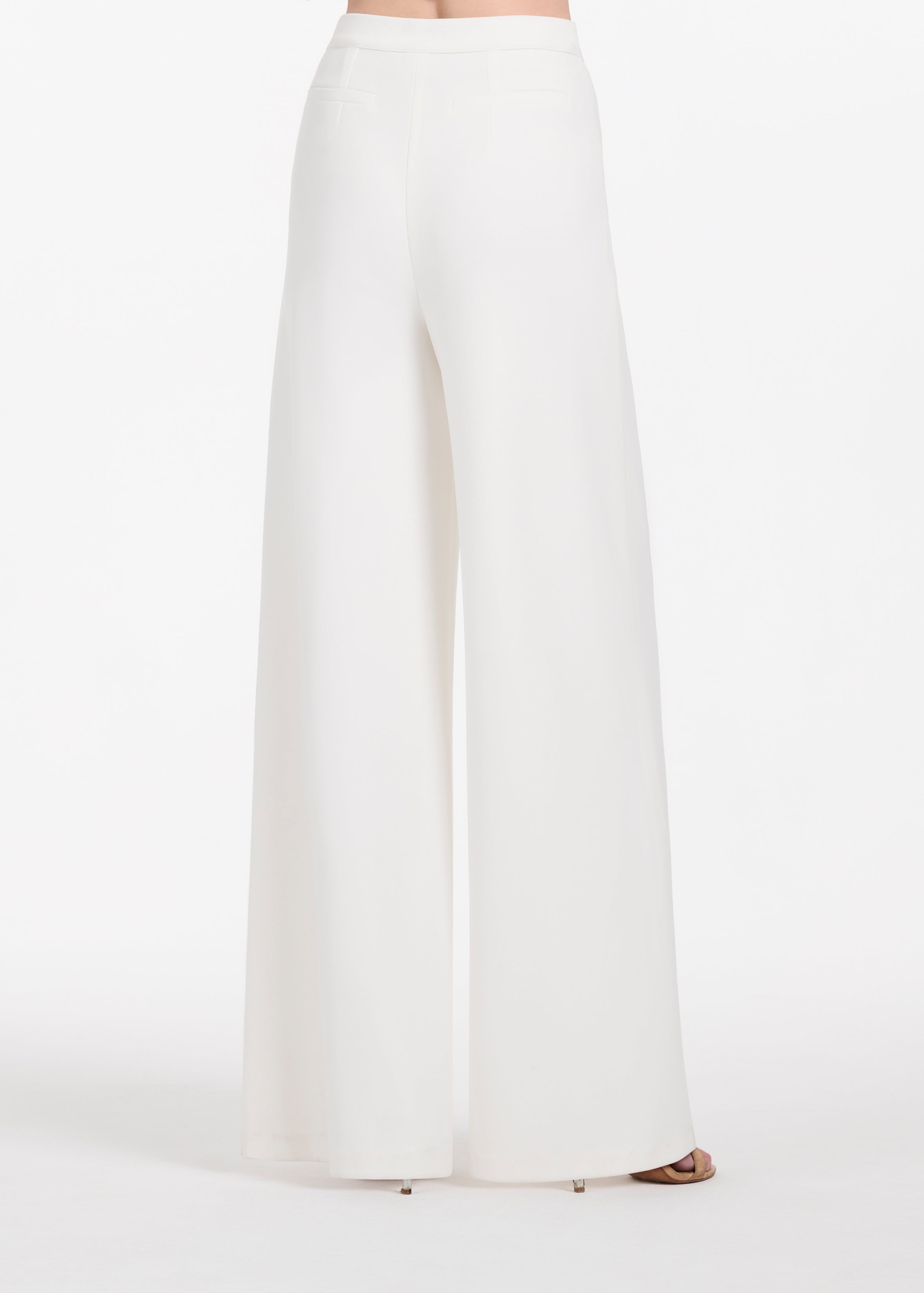 STRETCH CREPE WIDE LEG PANT IVORY