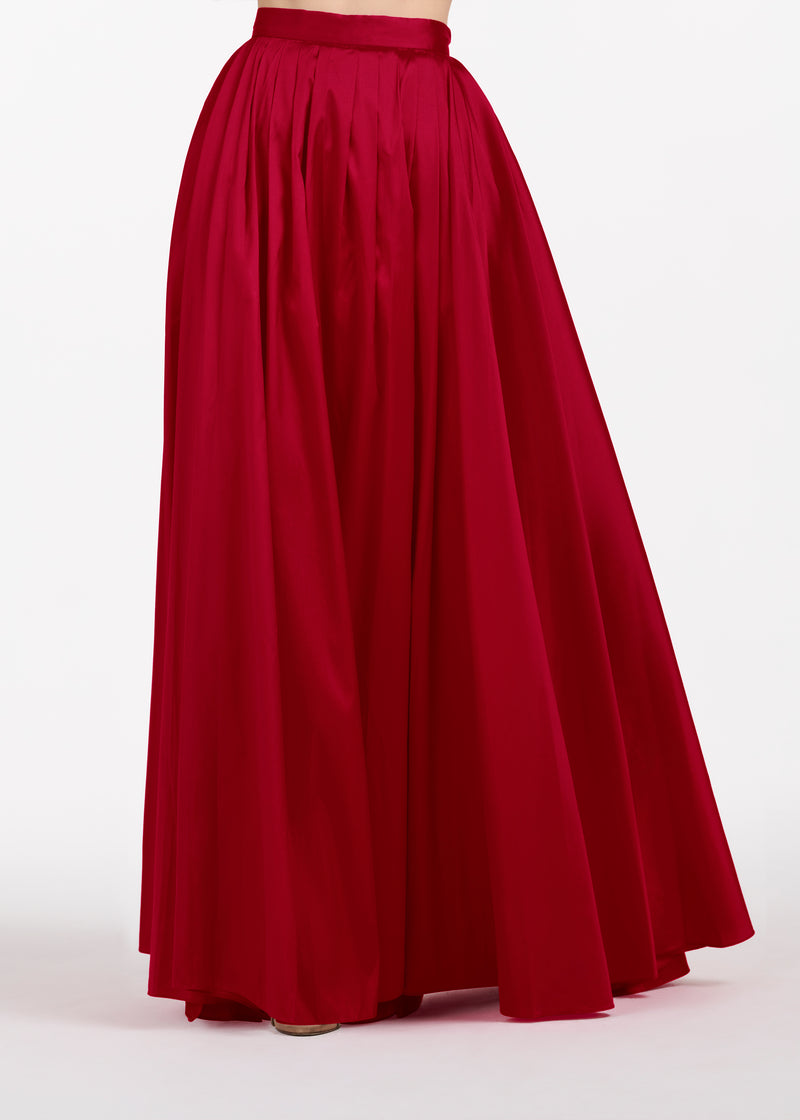 PLEATED SOFT TAFFETA BALLGOWN SKIRT RED