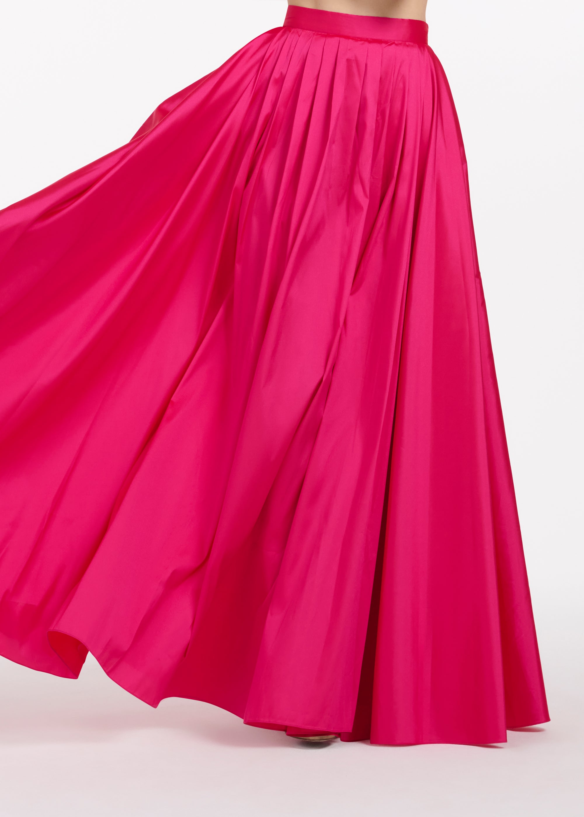 PLEATED SOFT TAFFETA BALLGOWN SKIRT WATERMELON