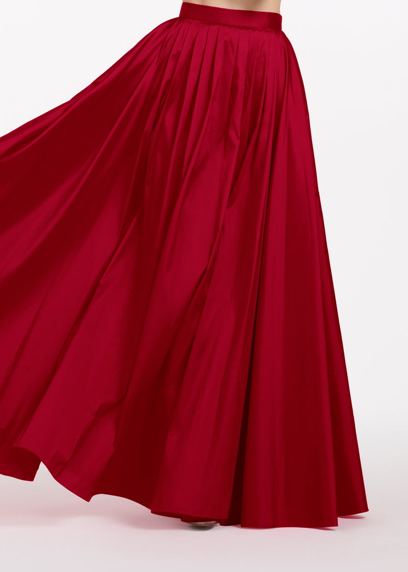 PLEATED SOFT TAFFETA BALLGOWN SKIRT RED